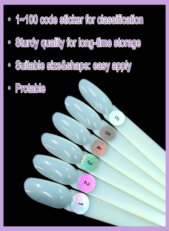 لازا، 100 قطعة من أعواد عينات طلاء الأظافر، معبأة في علبة مع حلقة وملصقات مرقمة، لعرض ألوان طلاء الأظافر، نصائح للتدريب، أعواد عينات بيج طبيعي، مستلزمات اختبار الأظافر لفنيي الأظافر - بيضاوي - Image 5